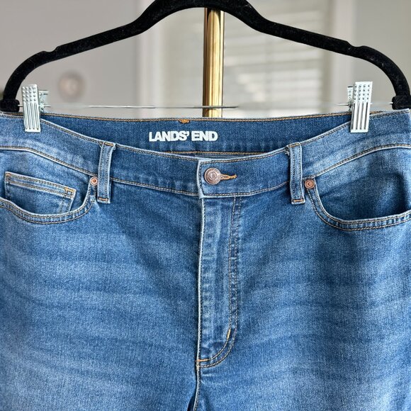 Land's End Recover Denim High Rise Wide Leg Crop Jeans Sz 14 - Picture 2 of 13